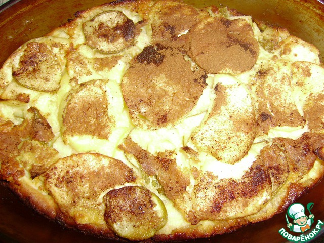 Pancake pie with apples and pears