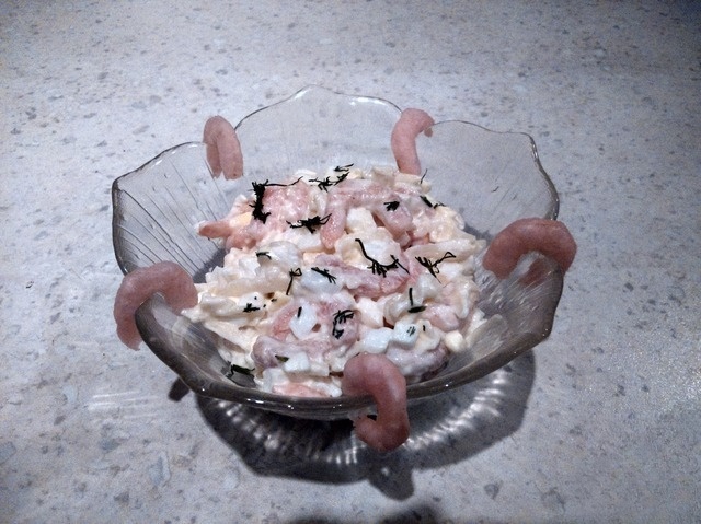 A simple salad with shrimp