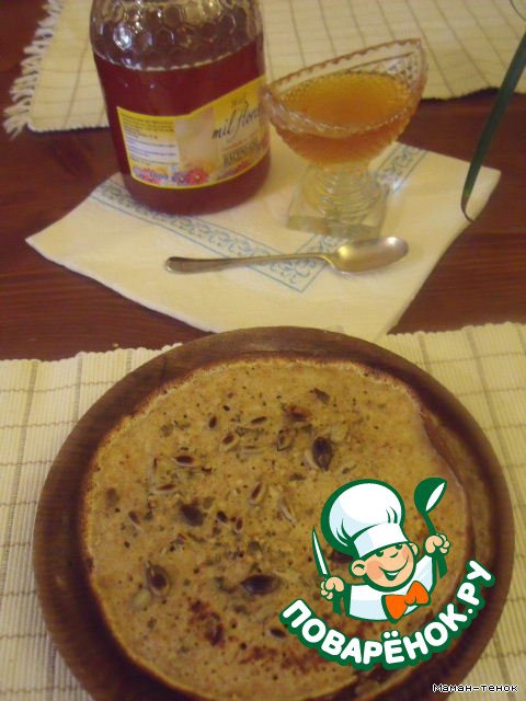 Pancakes with bran and peeled seeds (pumpkin, sunflower and sesame seeds)