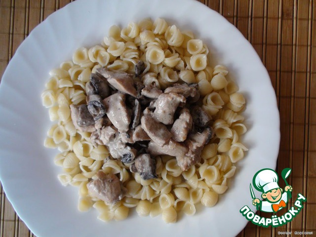 Chicken breast with mushrooms in cream