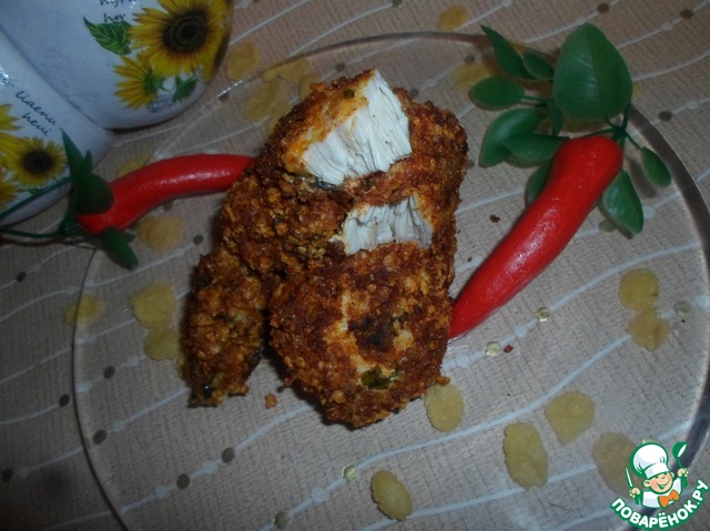 Chicken breast baked in a crispy breading