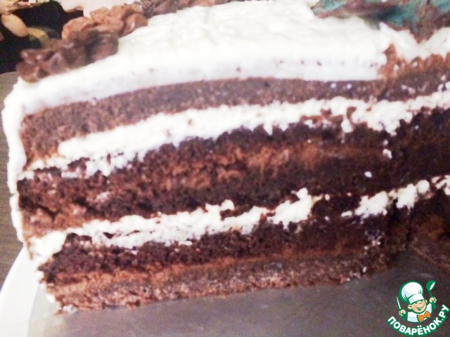 Chocolate cake with two creams