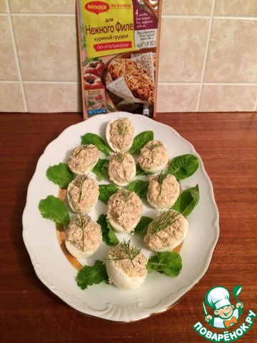 Egg salad, stuffed chicken