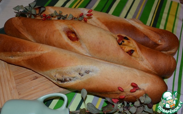 Whole grain baguettes with the fillings