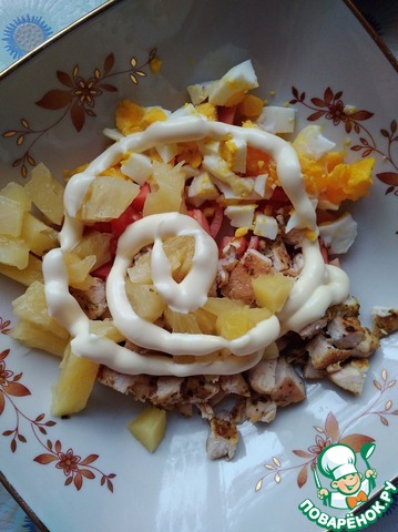 Salad with chicken fillet and pineapple