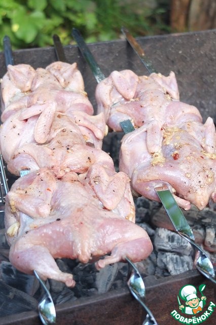 Quail in garlic butter