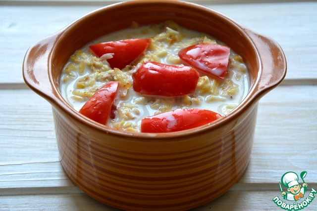 Pudding with cereal and smoked cheese