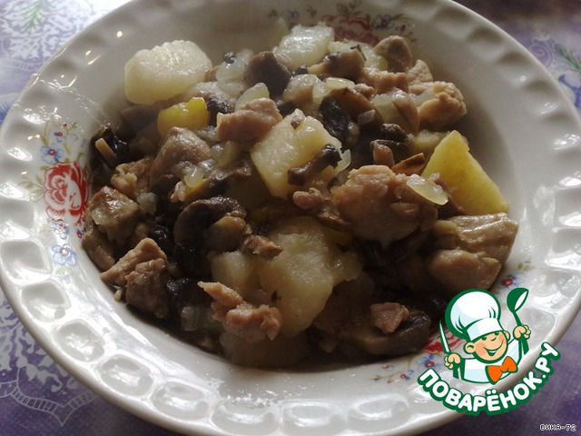 Roast chicken and mushrooms