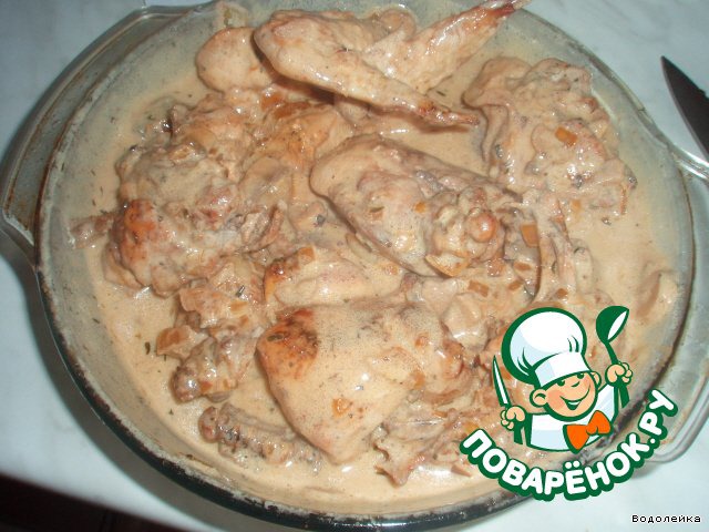 Chicken in wine sauce