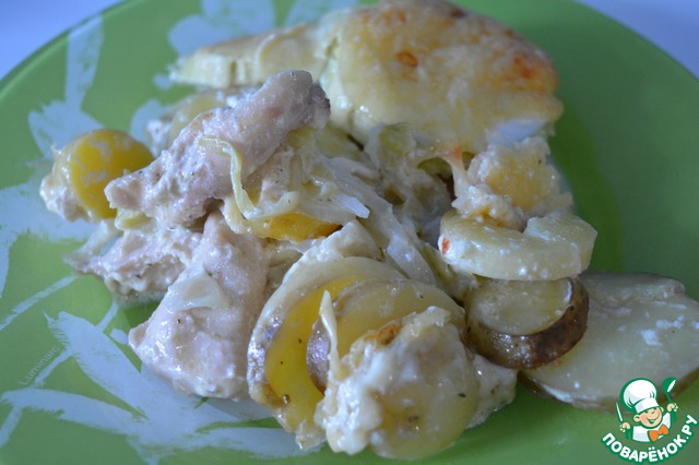 Chicken breast baked with vegetables
