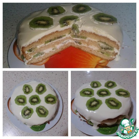 Honey cake with kiwi