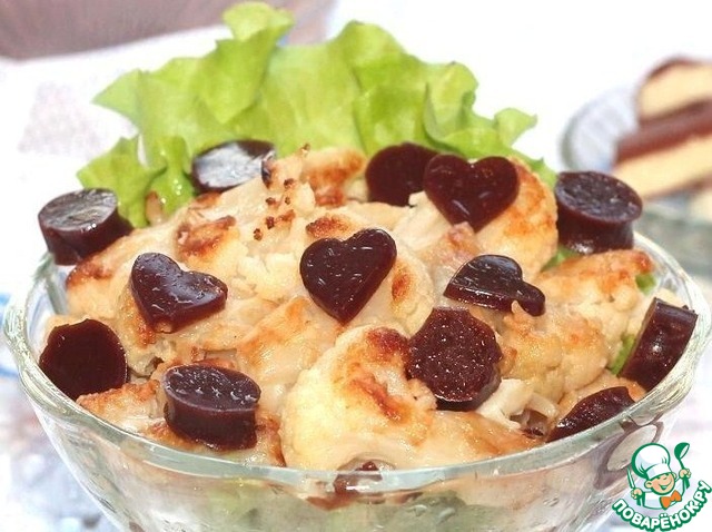 Caramelized cauliflower with chocolate jelly