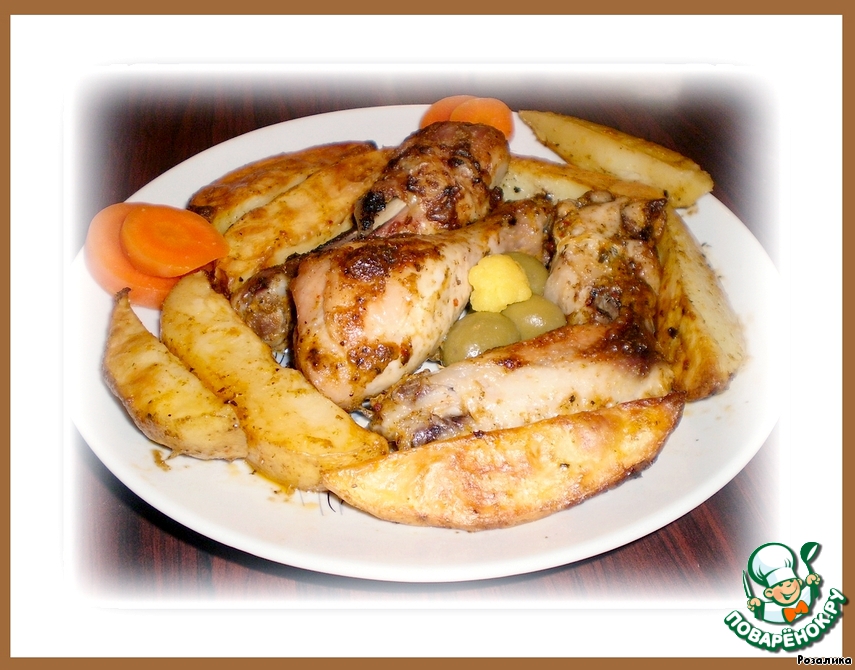 Potatoes baked with chicken in the Eastern