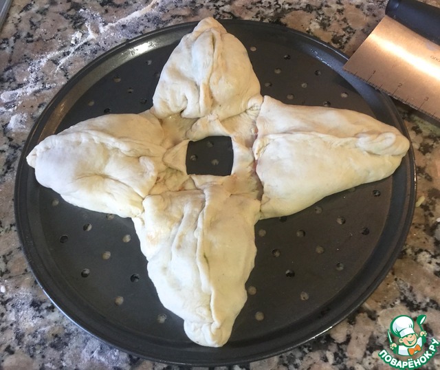 Pie-calzone with two toppings