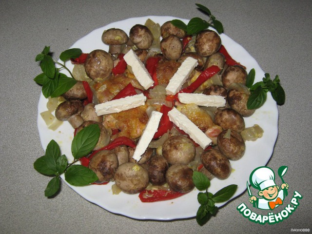 Chicken drumsticks with mushrooms