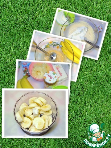 Airy souffle of bananas and pineapple