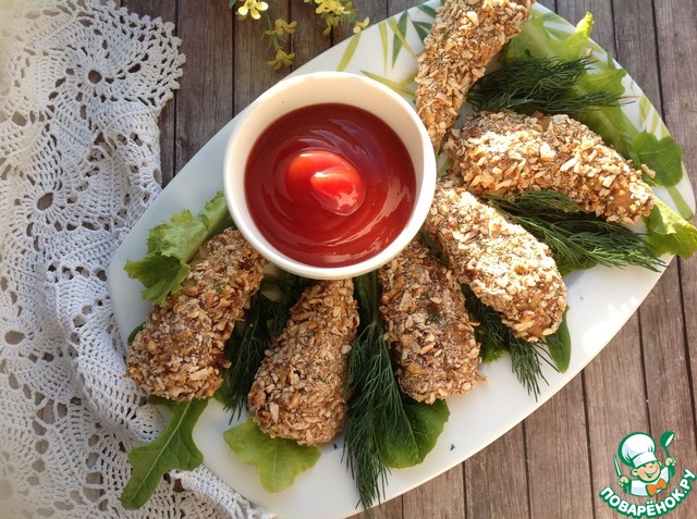 Chicken fingers in a crispy breading