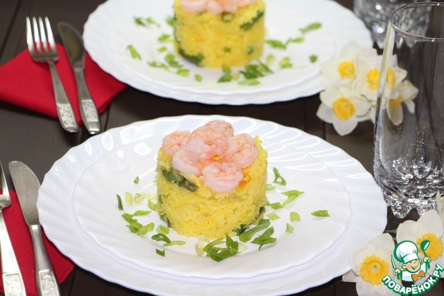 Solar rice with vegetables and shrimp