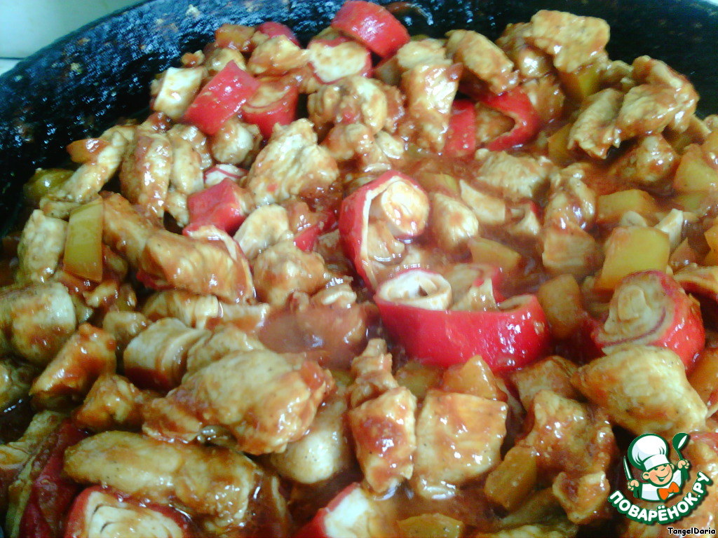 Chicken with crab sticks 
