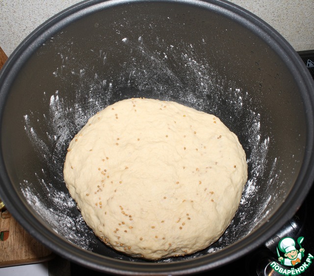 Mustard bread in the oven