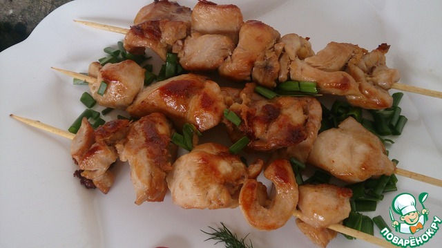 Chicken kebabs in a soy-ginger marinade