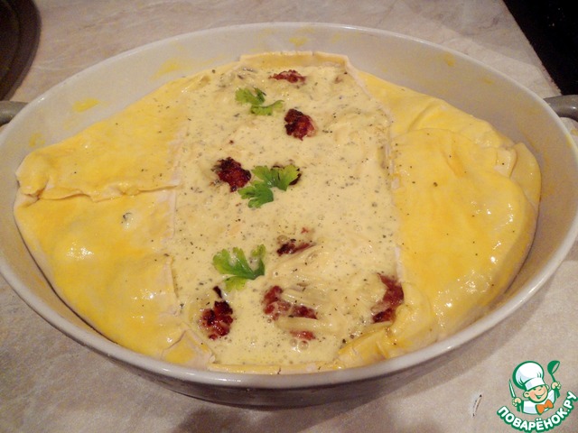 Filler pie with meatballs