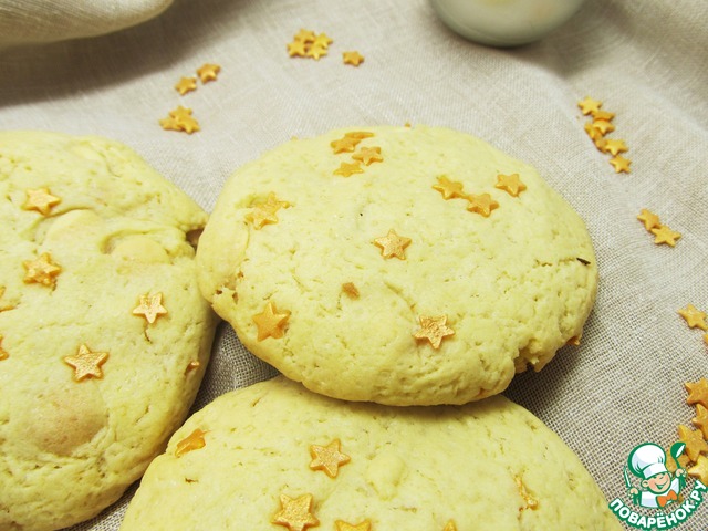 Soft cheese cookies with white chocolate