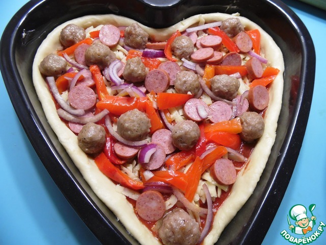 Pizza with meatballs and pickled pepper