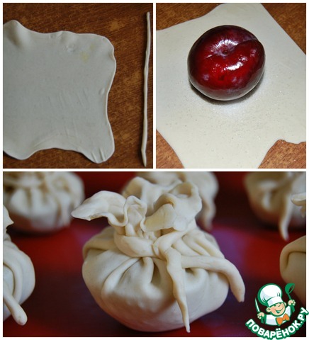 Пирожки из пьяных слив с клюквенным марципаном