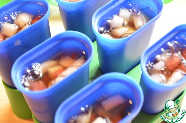 Fruit ice with green tea