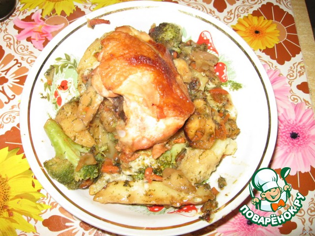 Chicken baked with vegetables