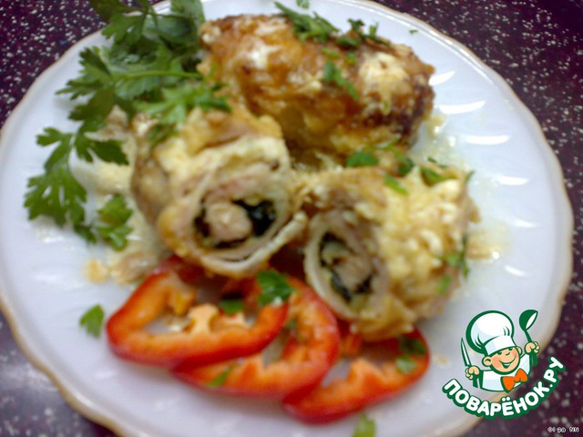 Chicken rolls with spinach