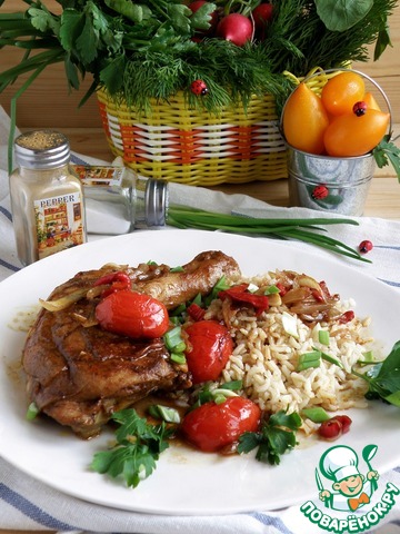Курица в остром соусе с рисом