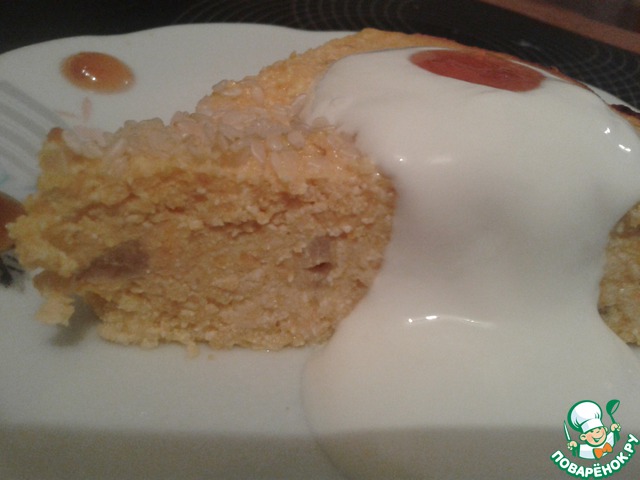 Cottage cheese and carrot pudding with banana