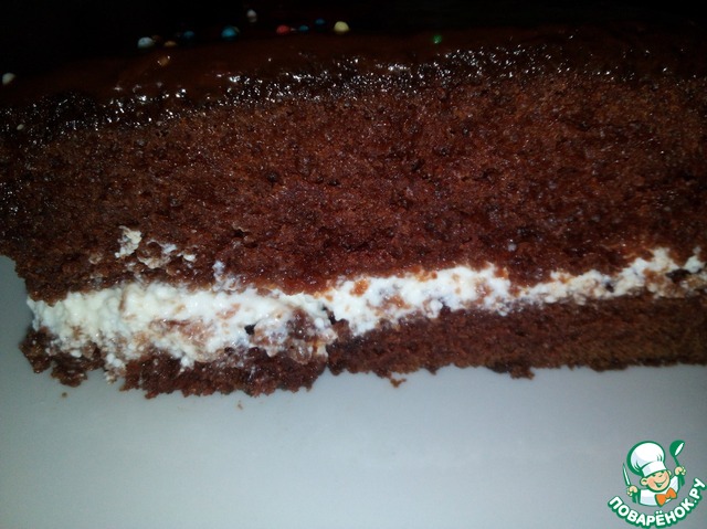 Chocolate cake with cottage cheese filling