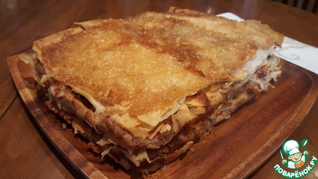 Творожный пирог с сушёными яблоками