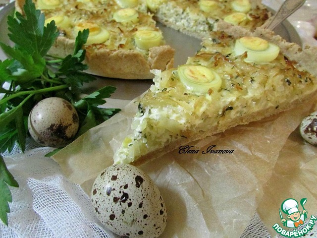 Киш из цельнозерновой муки с капустой и яйцом