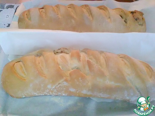 Two baguette with fillings