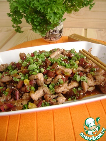 Stir fry chicken with chard stalks
