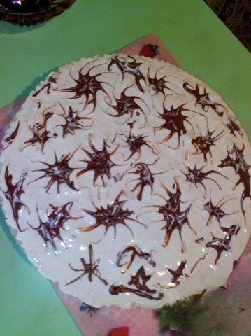 Caramel banana waffle cake 