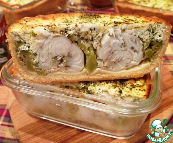 Киш с брокколи и треской