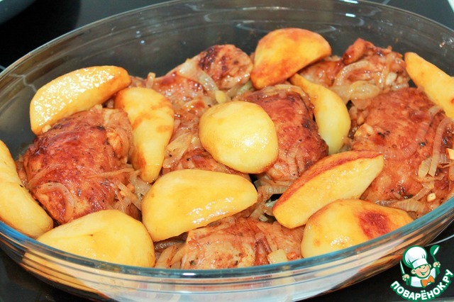 Chicken with caramelized pears
