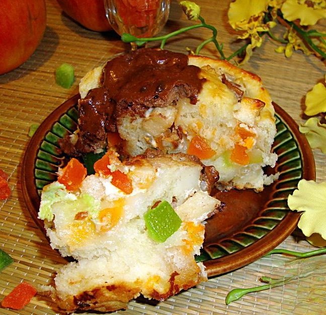 Holiday bread with fruit and candied fruit