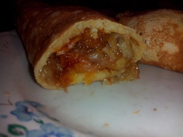 Тыквенные блины с фруктово-тыквенной начинкой