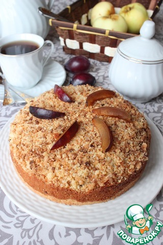 Тройной пирог со сливами