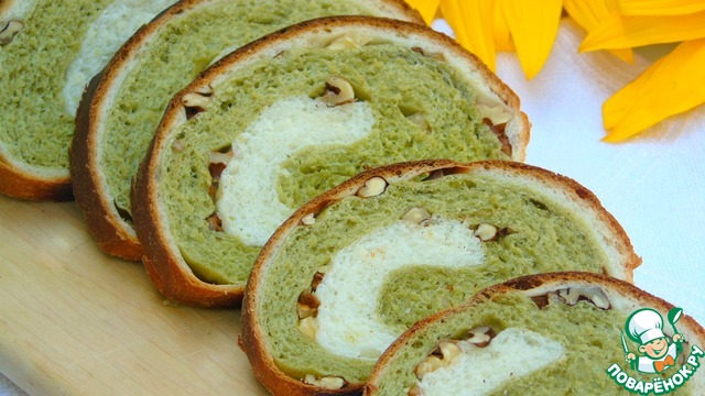 Bread with matcha and walnut
