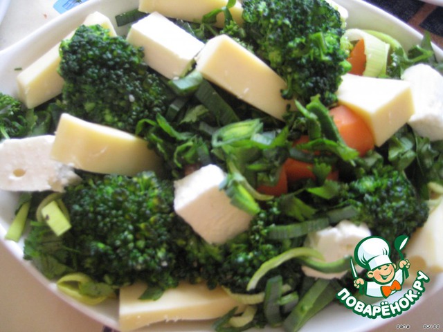 Broccoli, baked with mint and coriander