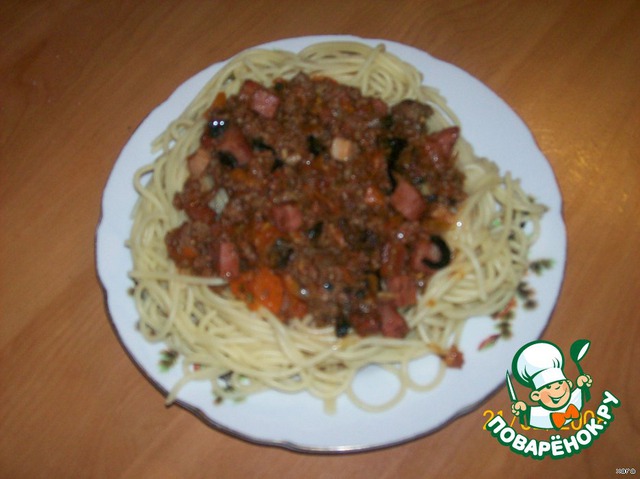 The version of the sauce for spaghetti Bolognese imitation