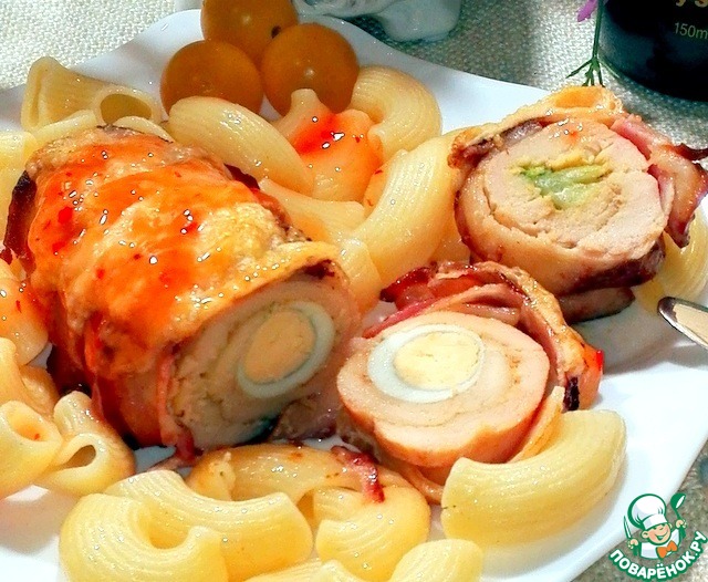 Chicken roll in bacon