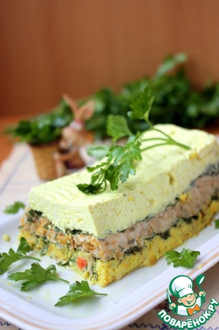 Vegetable casserole with cheese and meat